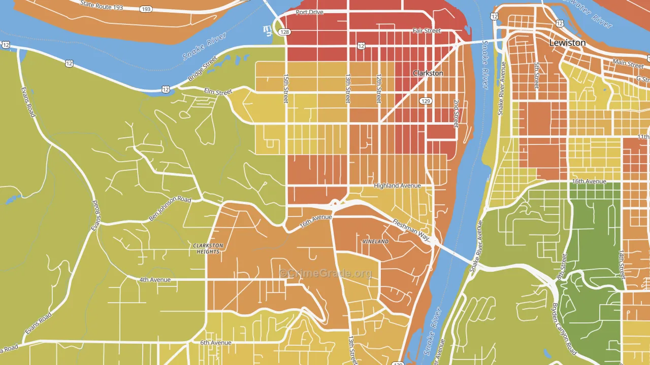 West Clarkston-Highland, WA Map of Drug-Related Crime Rates