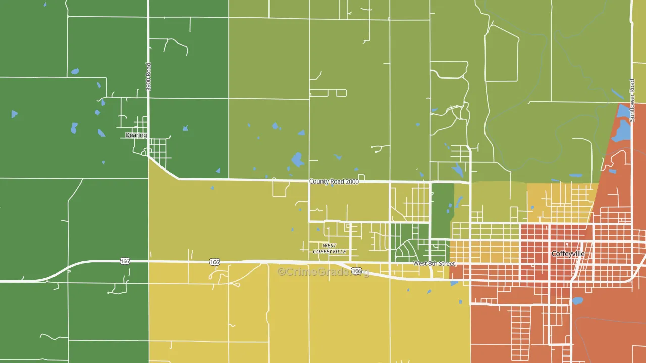 West Coffeyville, KS Map of Drug-Related Crime Rates