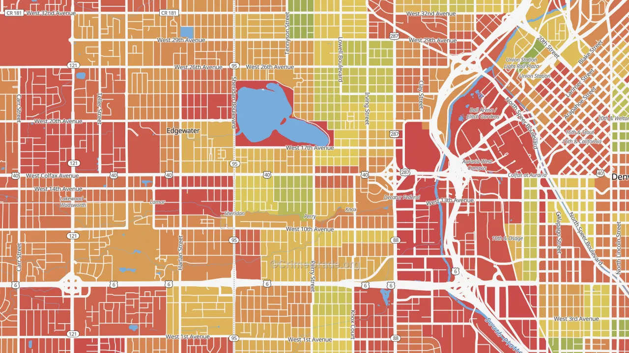 West Colfax, Denver, CO Map of Drug-Related Crime Rates