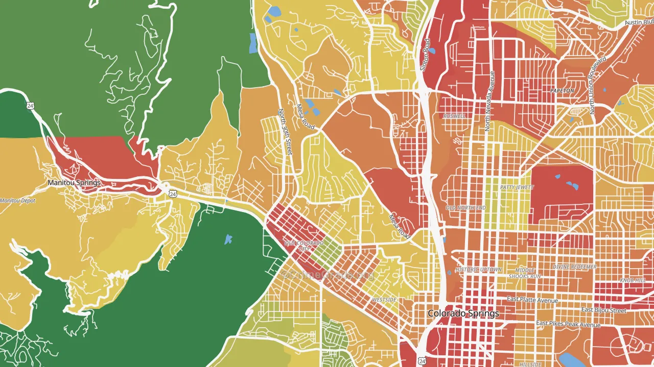 West Colorado Springs, Colorado Springs, CO Map of Drug-Related Crime Rates