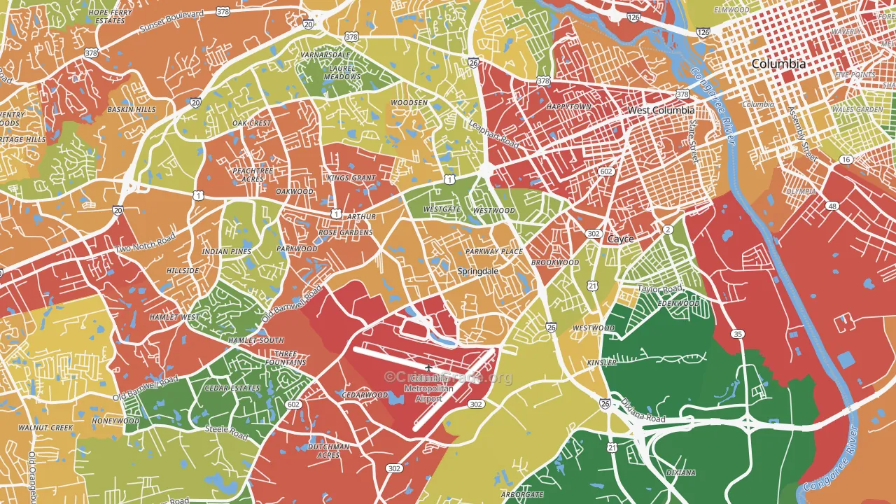 West Columbia, SC Map of Drug-Related Crime Rates