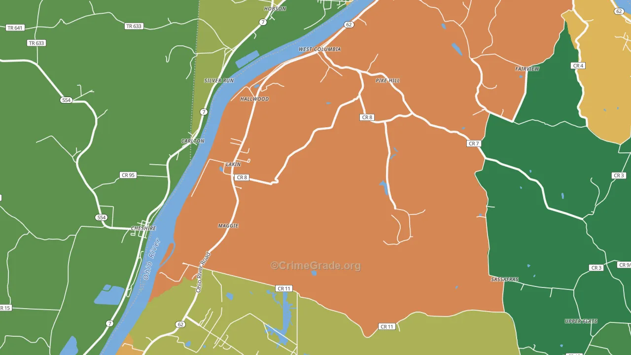 West Columbia, WV Map of Drug-Related Crime Rates