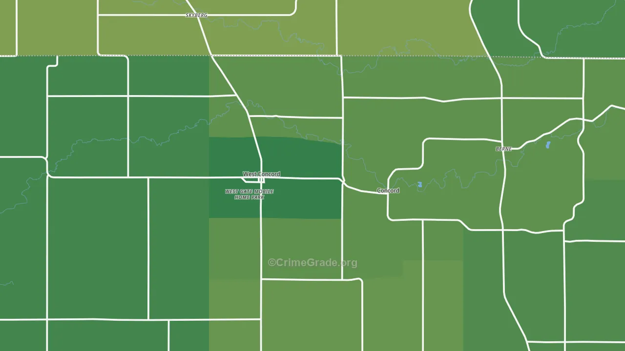 West Concord, MN Map of Drug-Related Crime Rates