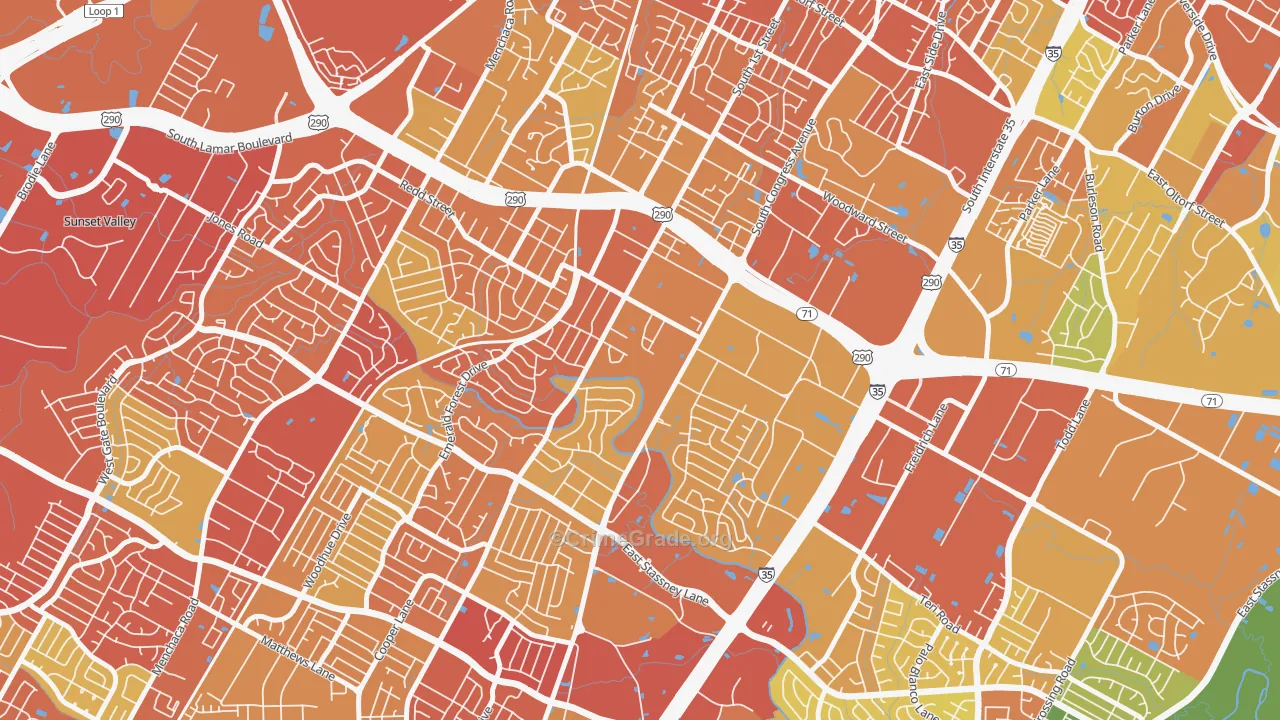 West Congress, Austin, TX Map of Drug-Related Crime Rates