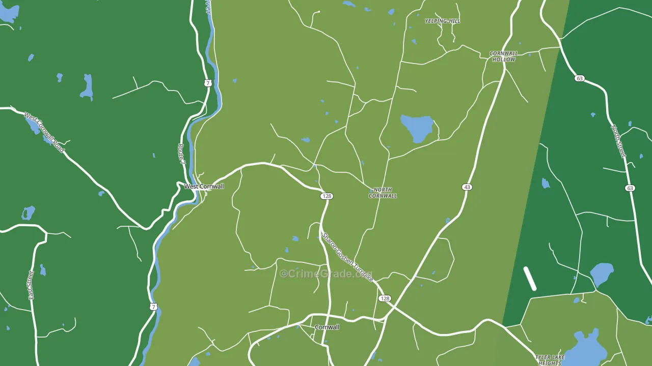 West Cornwall, CT Map of Drug-Related Crime Rates
