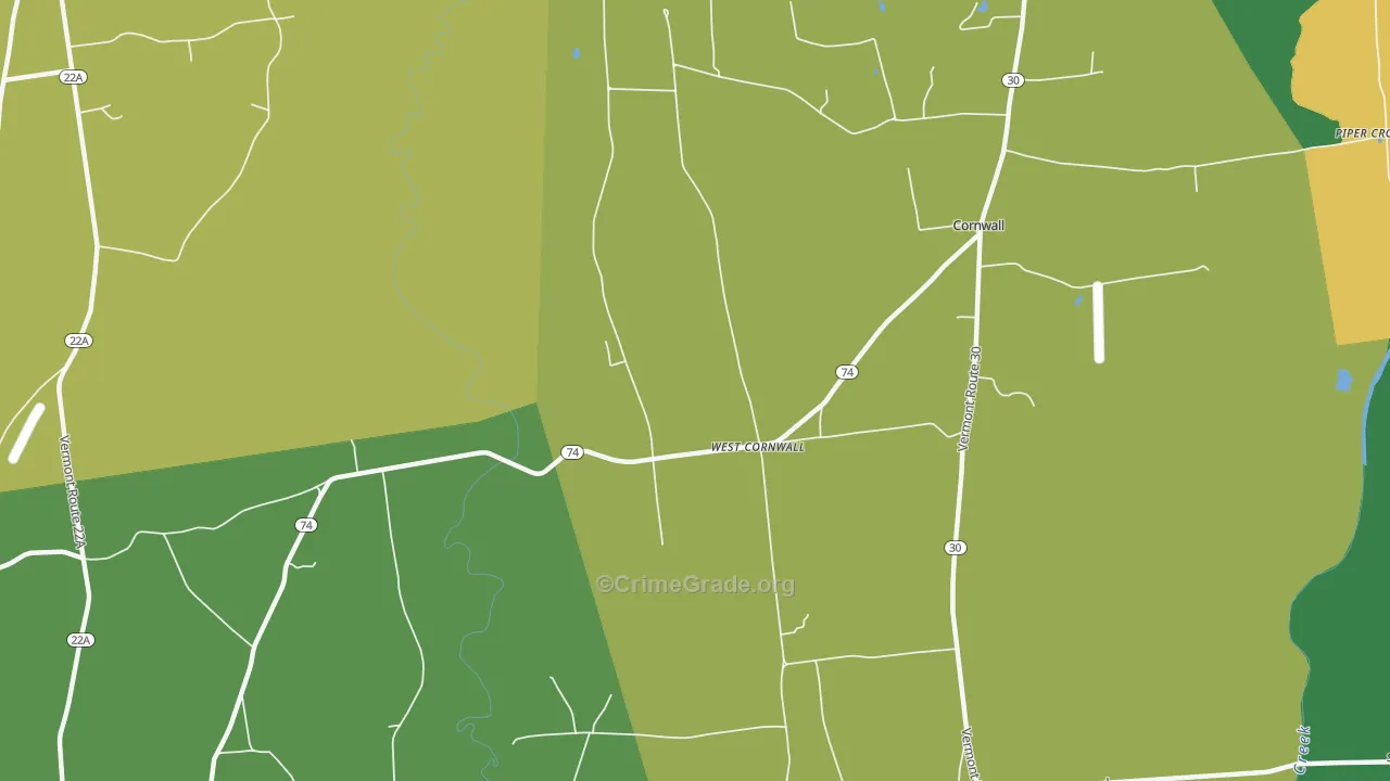 West Cornwall, VT Map of Drug-Related Crime Rates