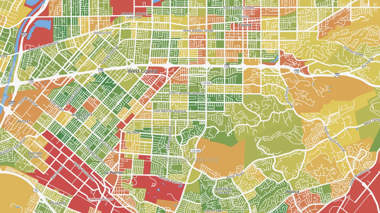 West Covina, CA Map of Drug-Related Crime Rates