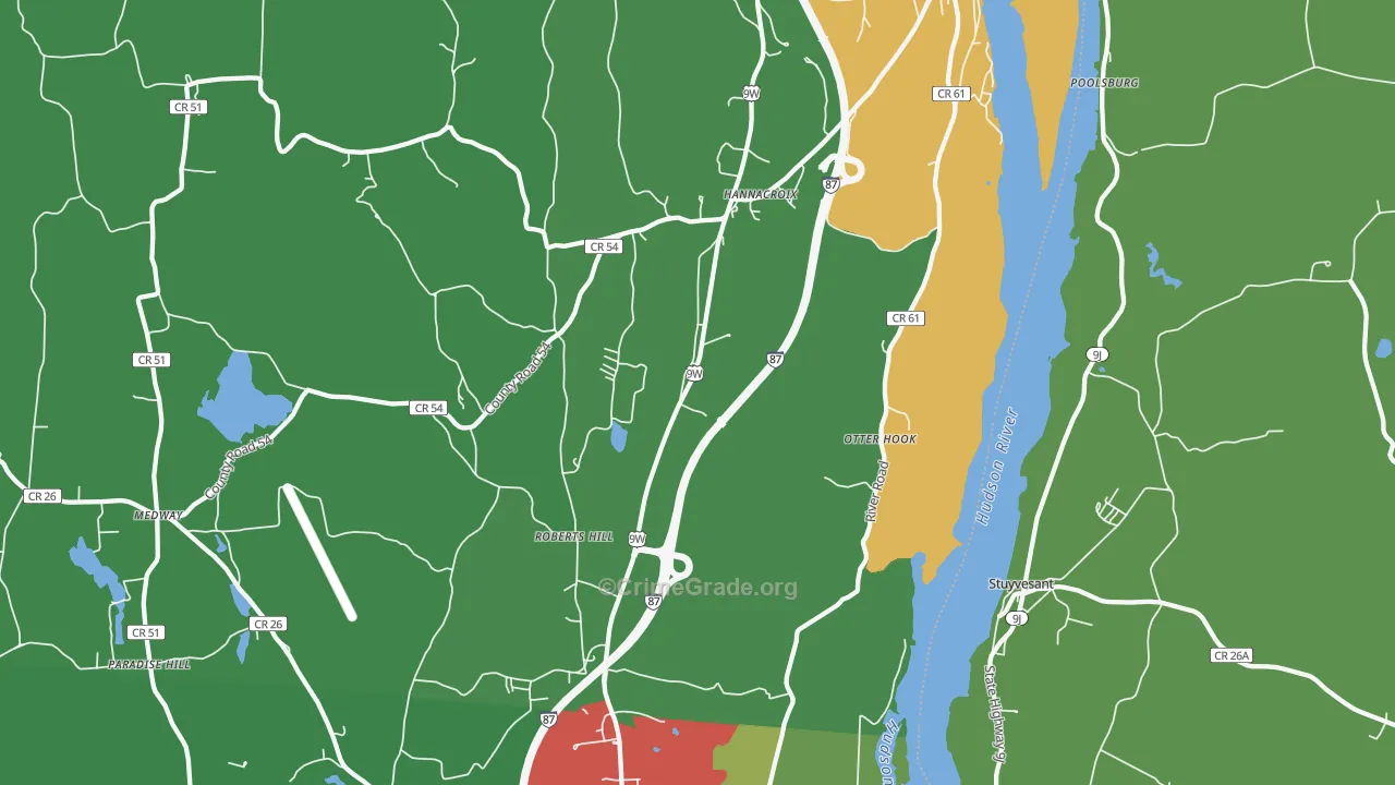 West Coxsackie, NY Map of Drug-Related Crime Rates