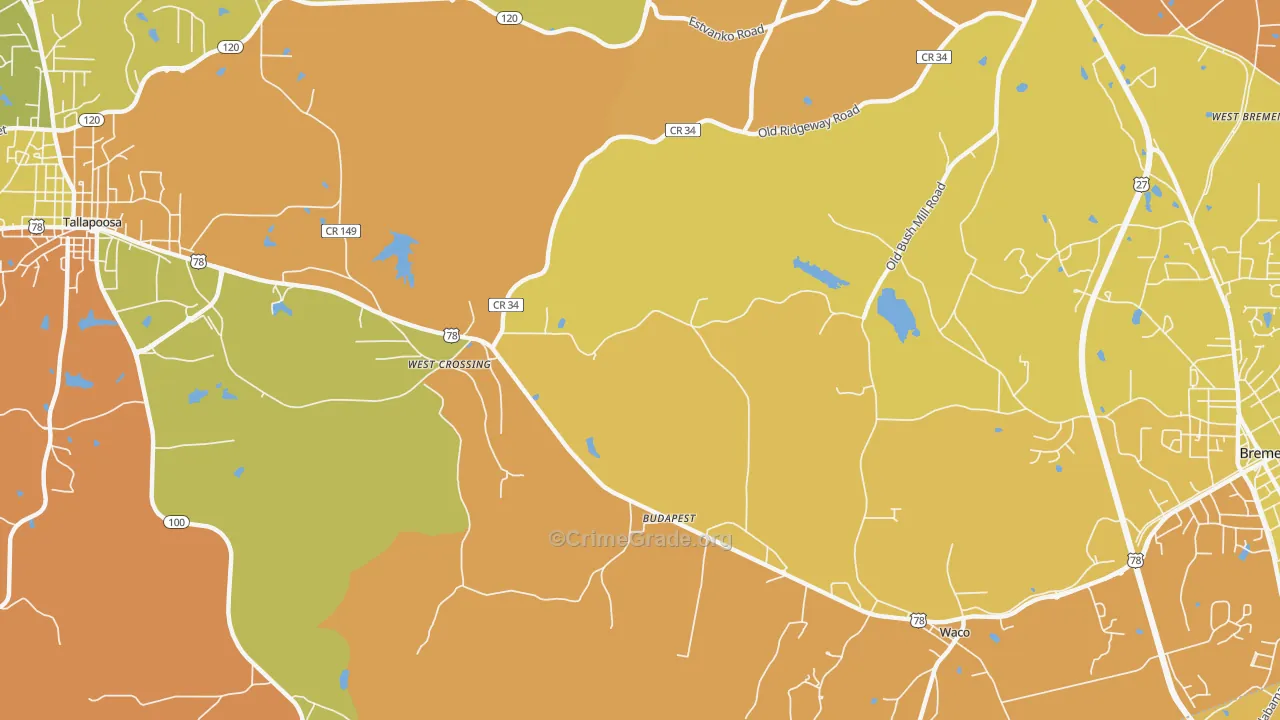 West Crossing, GA Map of Drug-Related Crime Rates