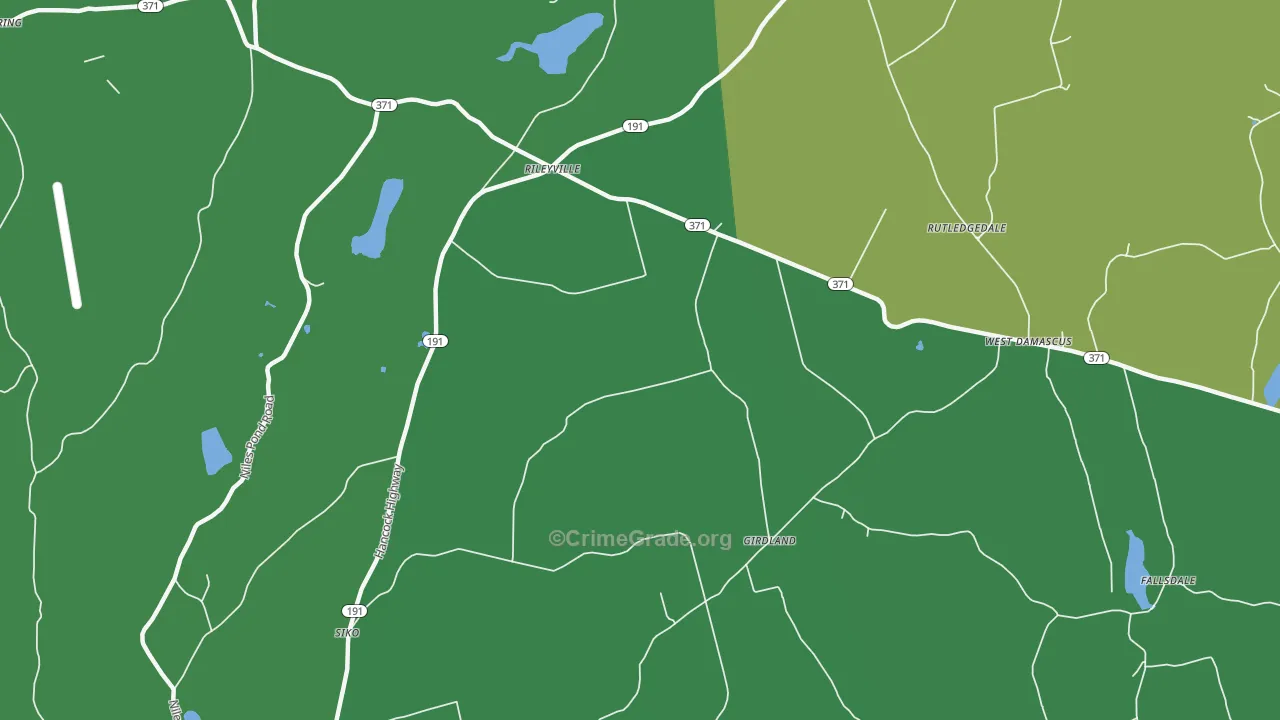 West Damascus, PA Map of Drug-Related Crime Rates