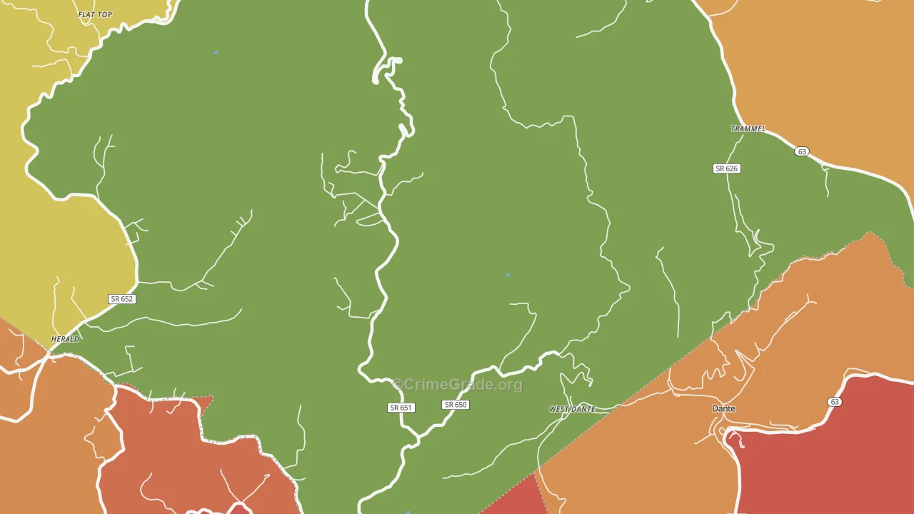 West Dante, VA Map of Drug-Related Crime Rates