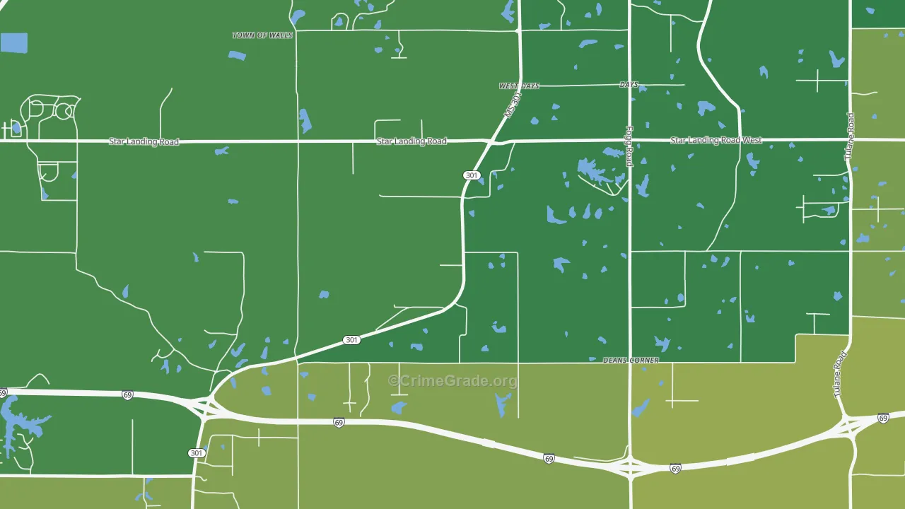 West Days, MS Map of Drug-Related Crime Rates