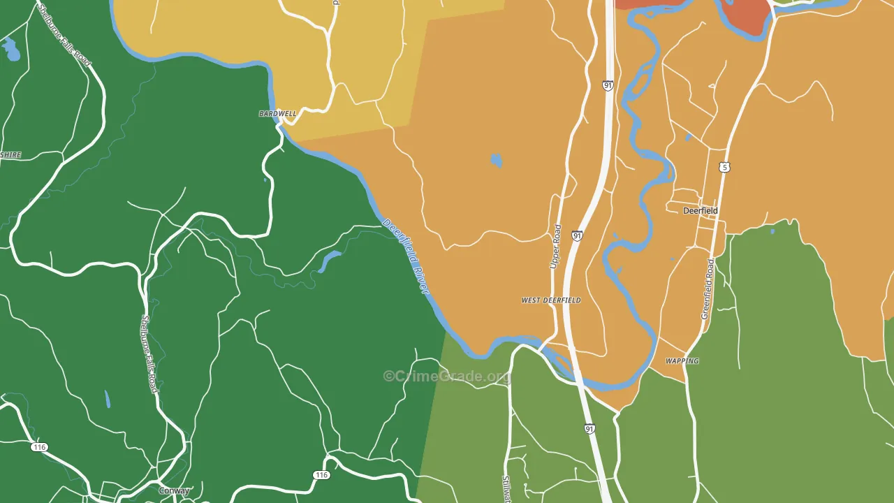 West Deerfield, MA Map of Drug-Related Crime Rates