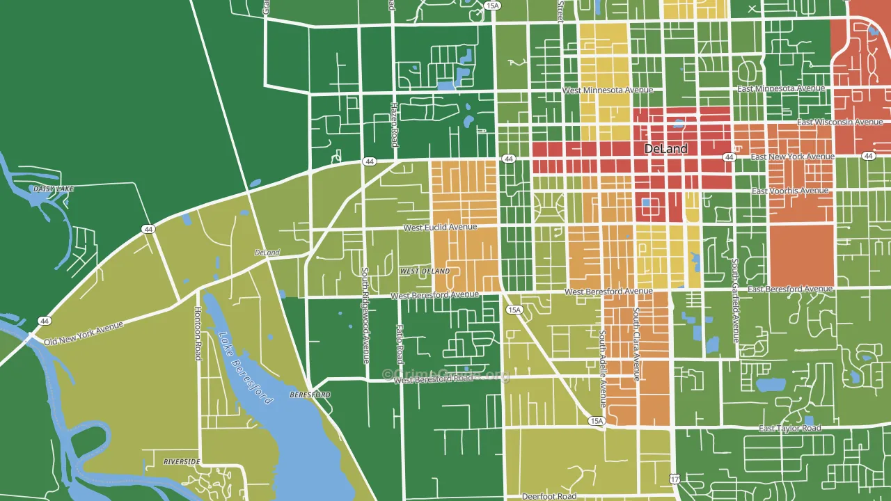 West DeLand, FL Map of Drug-Related Crime Rates