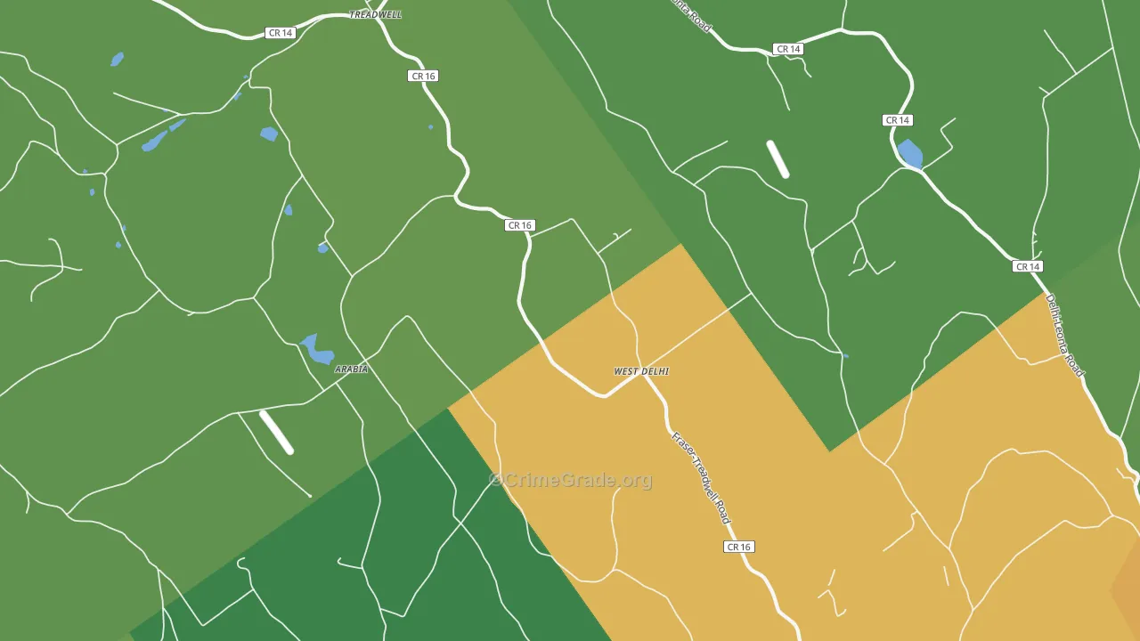 West Delhi, NY Map of Drug-Related Crime Rates