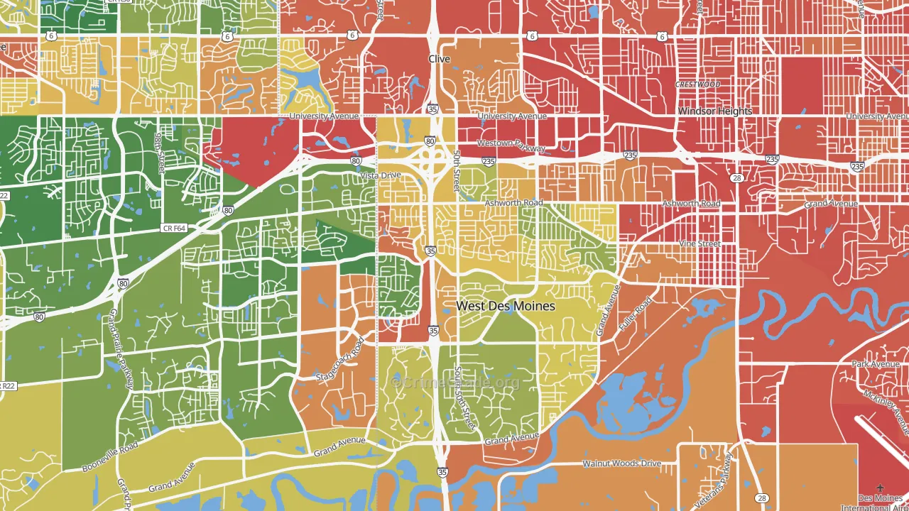 West Des Moines, IA Map of Drug-Related Crime Rates