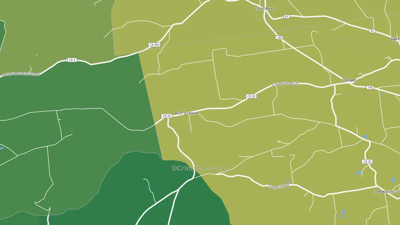 West Durham, NY Map of Drug-Related Crime Rates