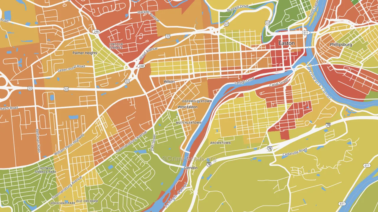 West Easton, PA Map of Drug-Related Crime Rates