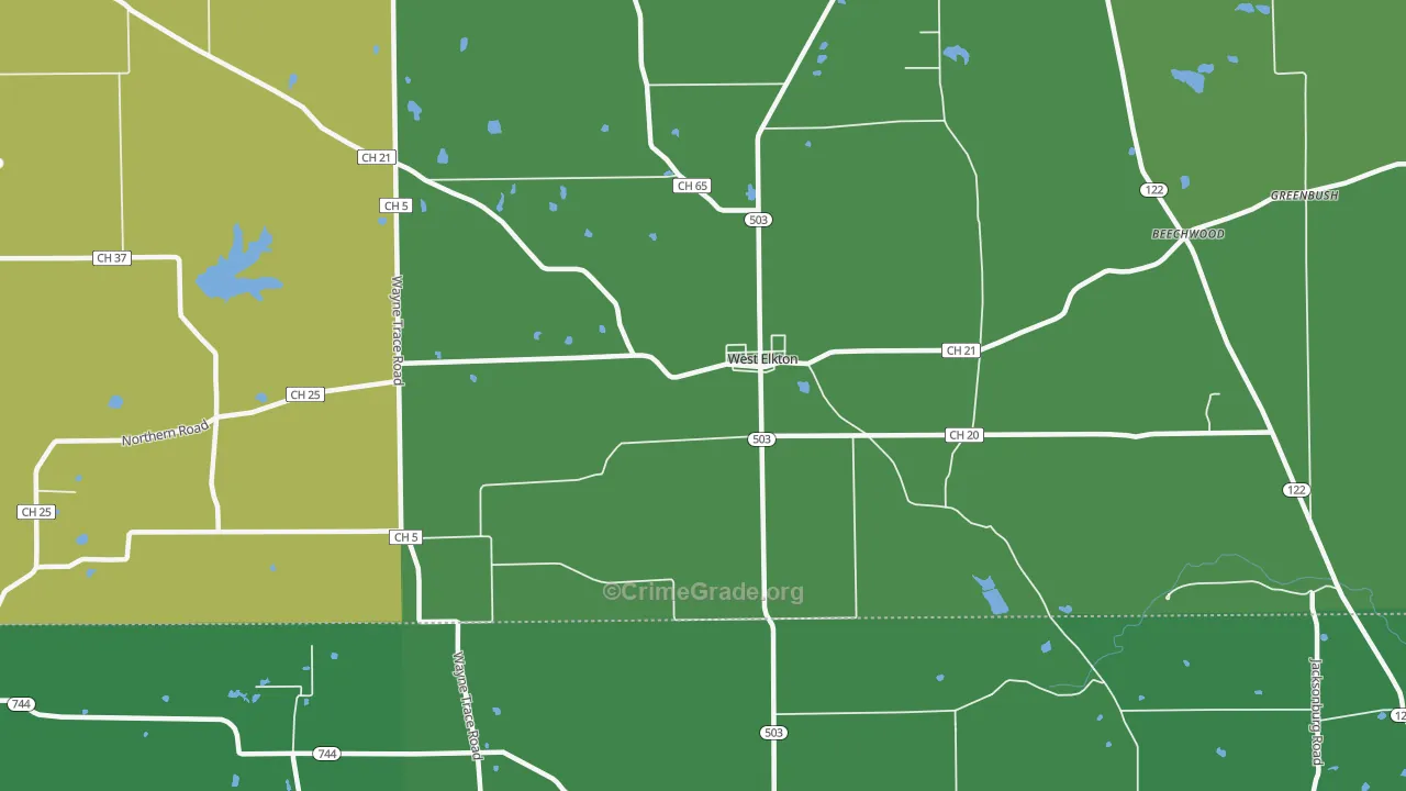 West Elkton, OH Map of Drug-Related Crime Rates