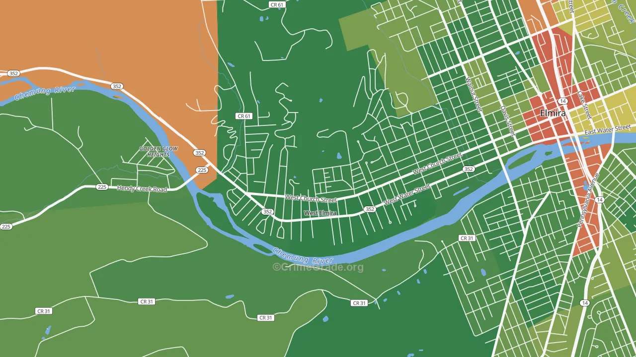 West Elmira, NY Map of Drug-Related Crime Rates