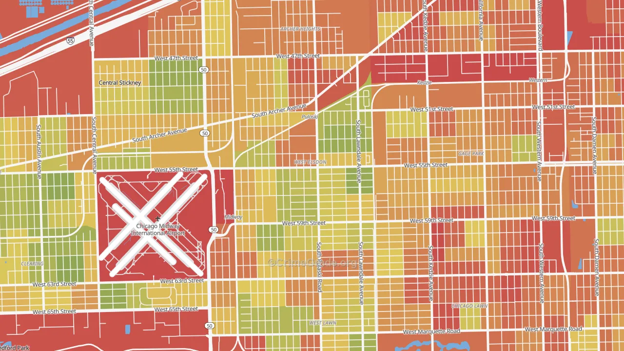 West Elsdon, Chicago, IL Map of Drug-Related Crime Rates