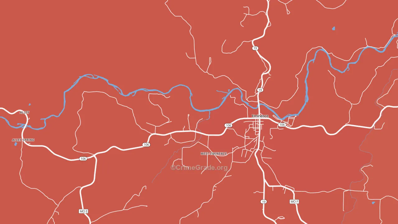 West Eminence, MO Map of Drug-Related Crime Rates