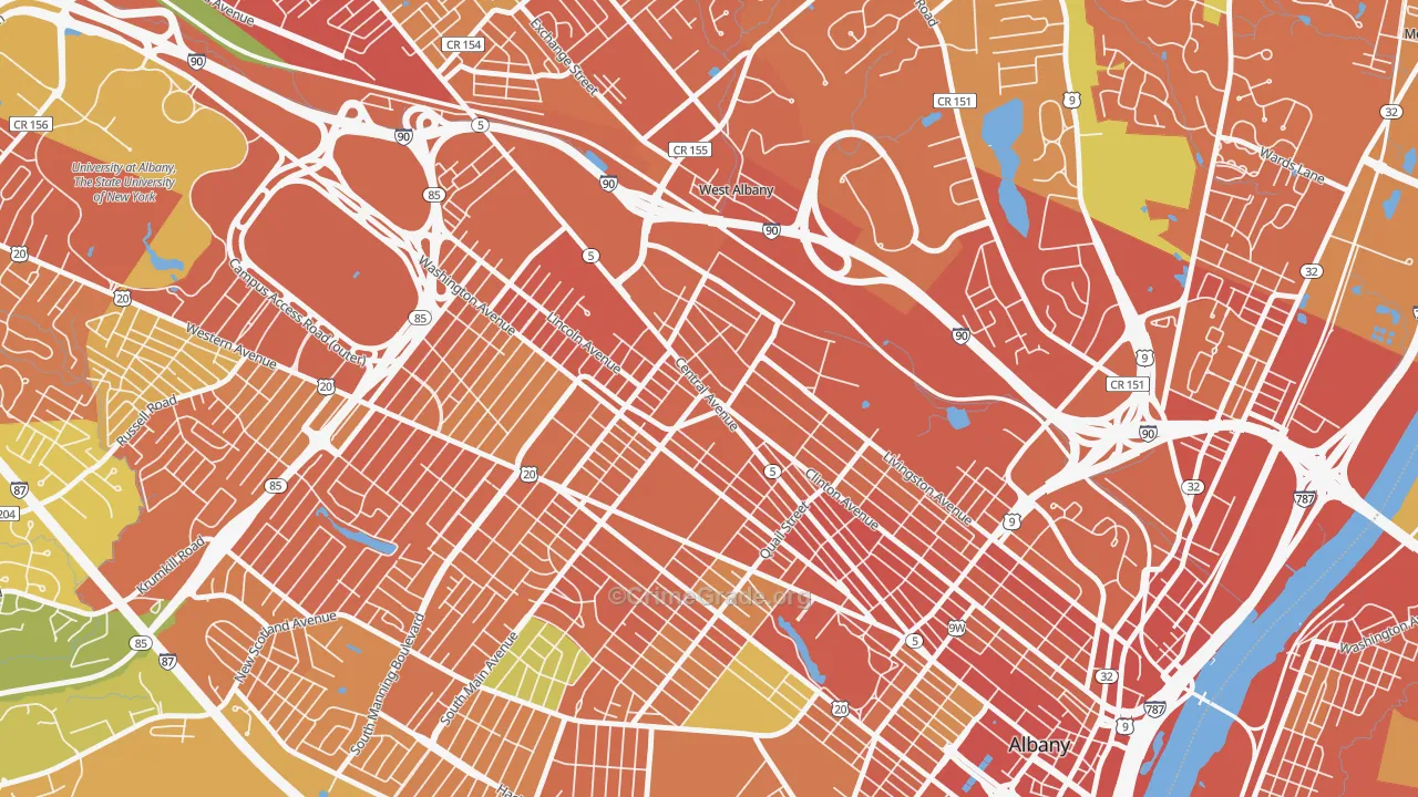 West End, Albany, NY Map of Drug-Related Crime Rates
