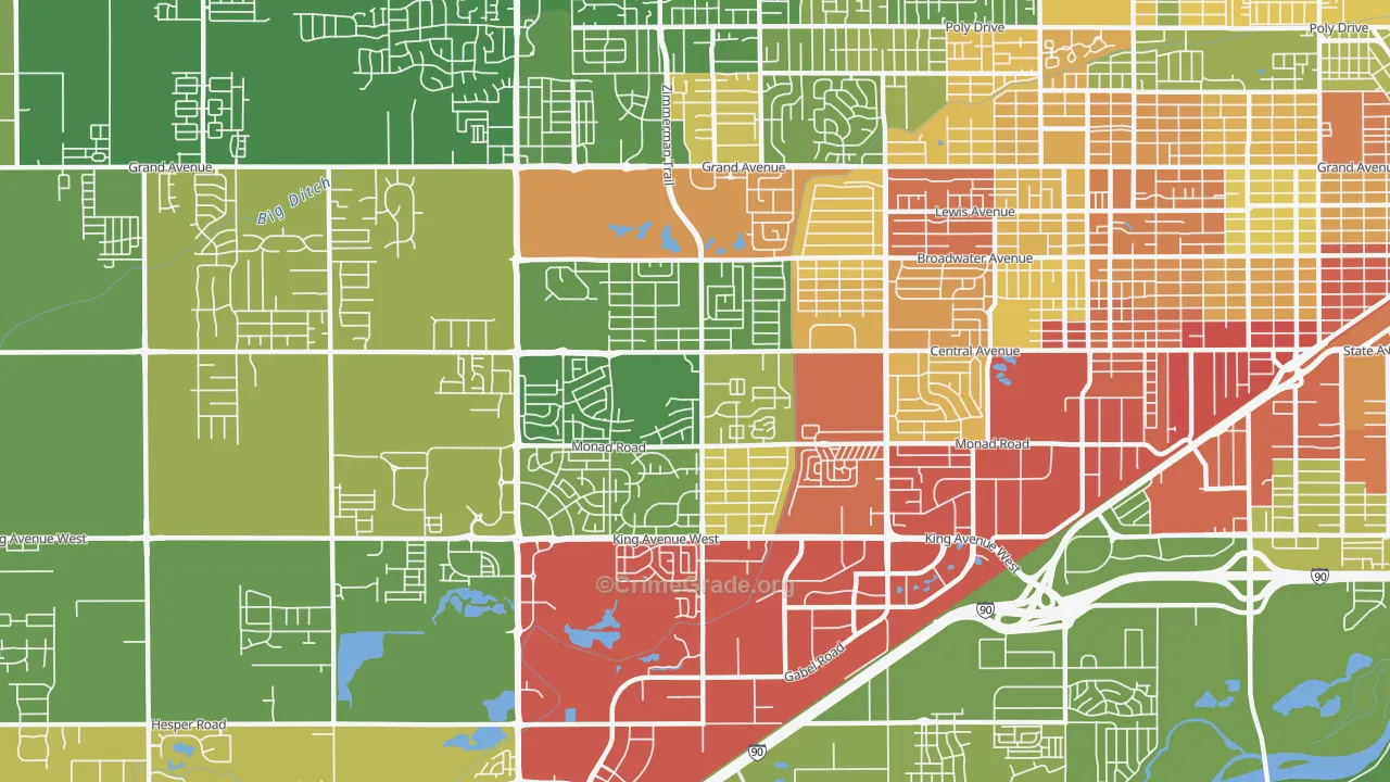 West End, Billings, MT Map of Drug-Related Crime Rates