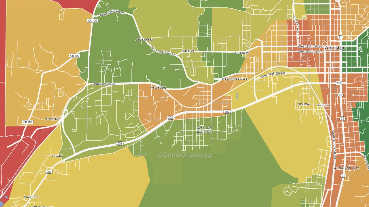 West End-Cobb Town, AL Map of Drug-Related Crime Rates