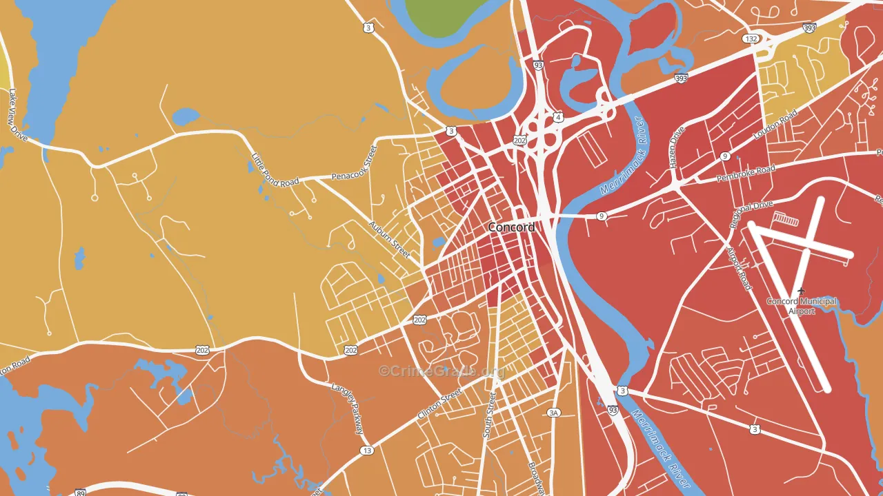 West End, Concord, NH Map of Drug-Related Crime Rates