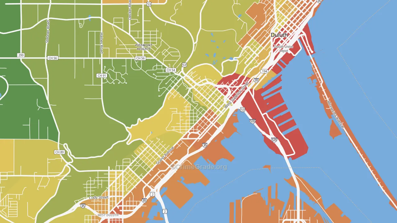 West End, Duluth, MN Map of Drug-Related Crime Rates