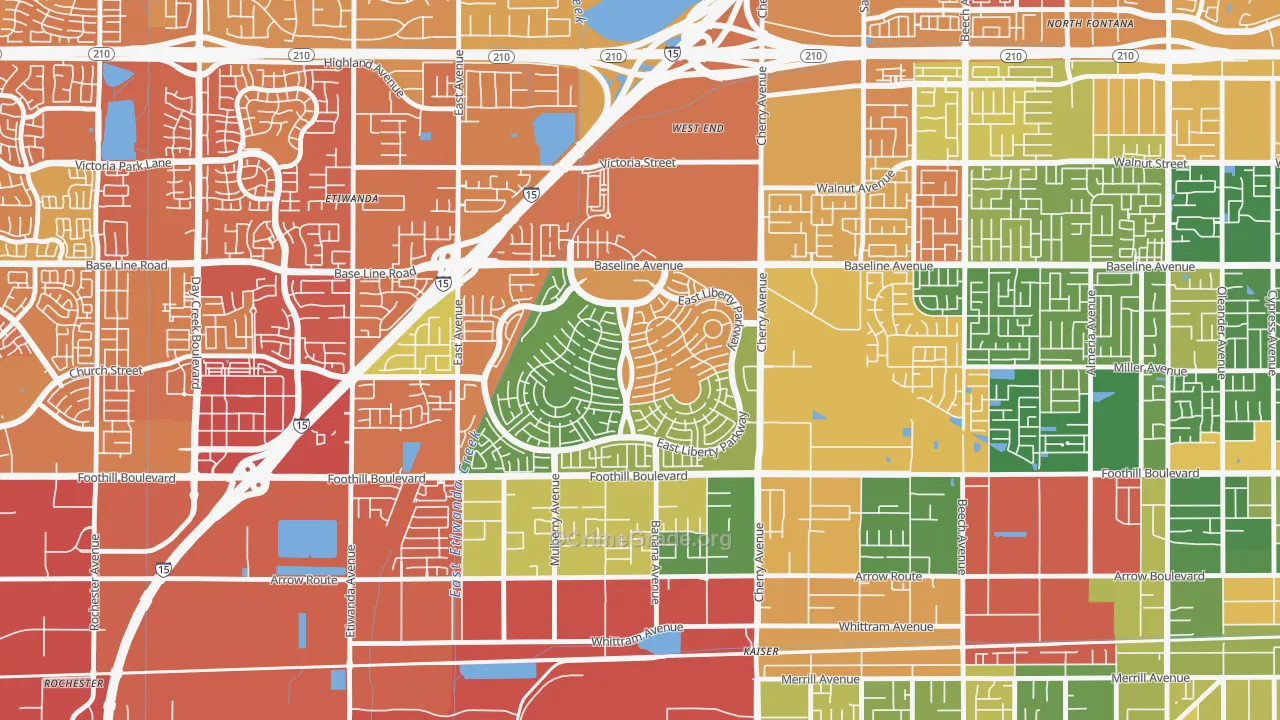 West End, Fontana, CA Map of Drug-Related Crime Rates