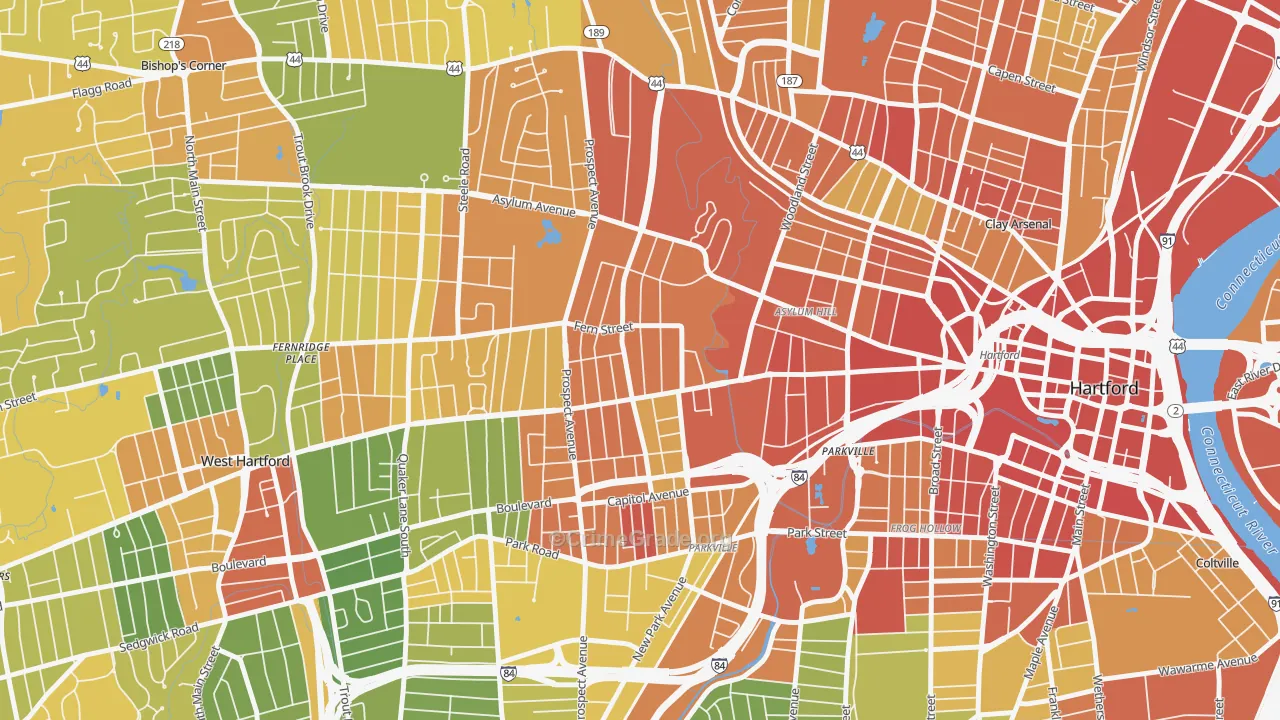 West End, Hartford, CT Map of Drug-Related Crime Rates