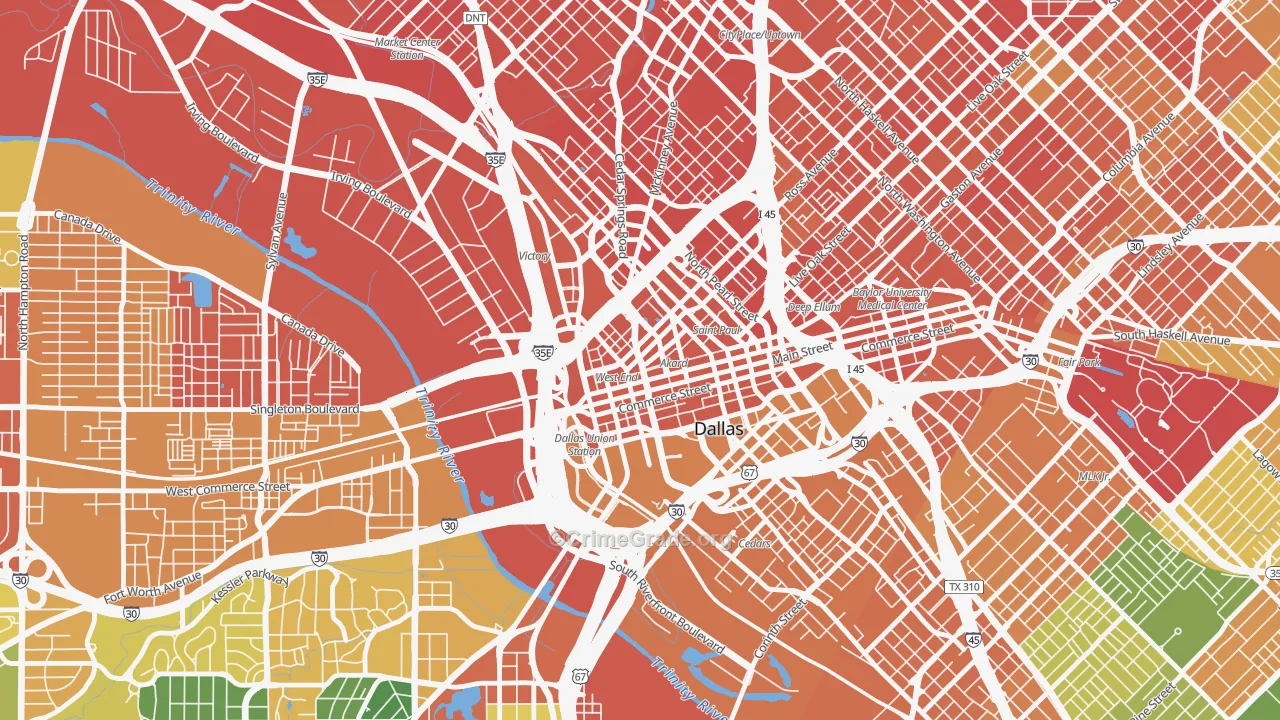West End Historic District, Dallas, TX Map of Drug-Related Crime Rates
