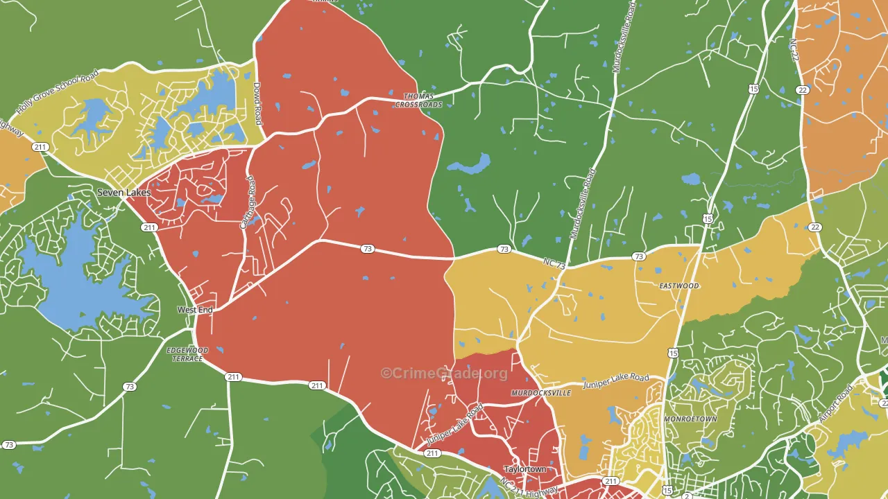 West End, NC Map of Drug-Related Crime Rates