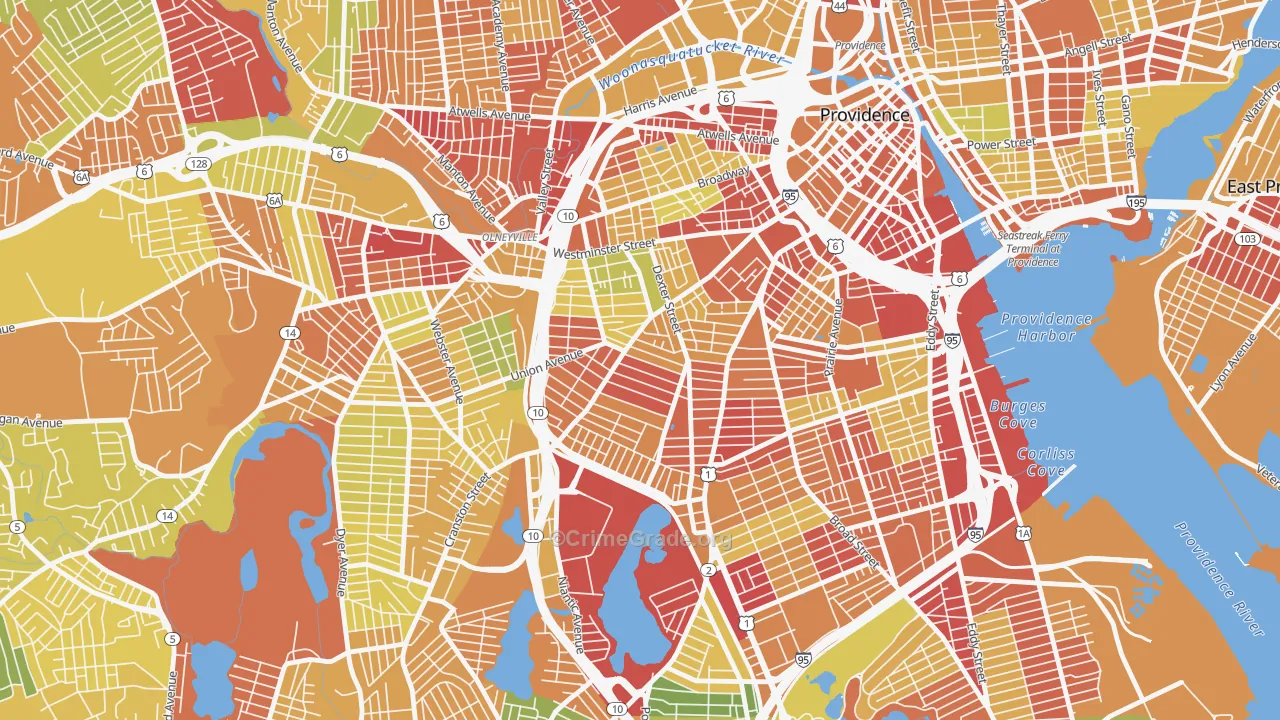 West End, Providence, RI Map of Drug-Related Crime Rates