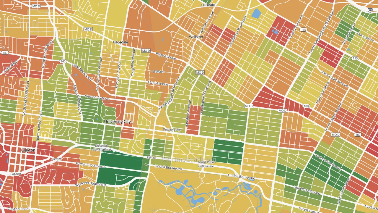 West End, St. Louis, MO Map of Drug-Related Crime Rates