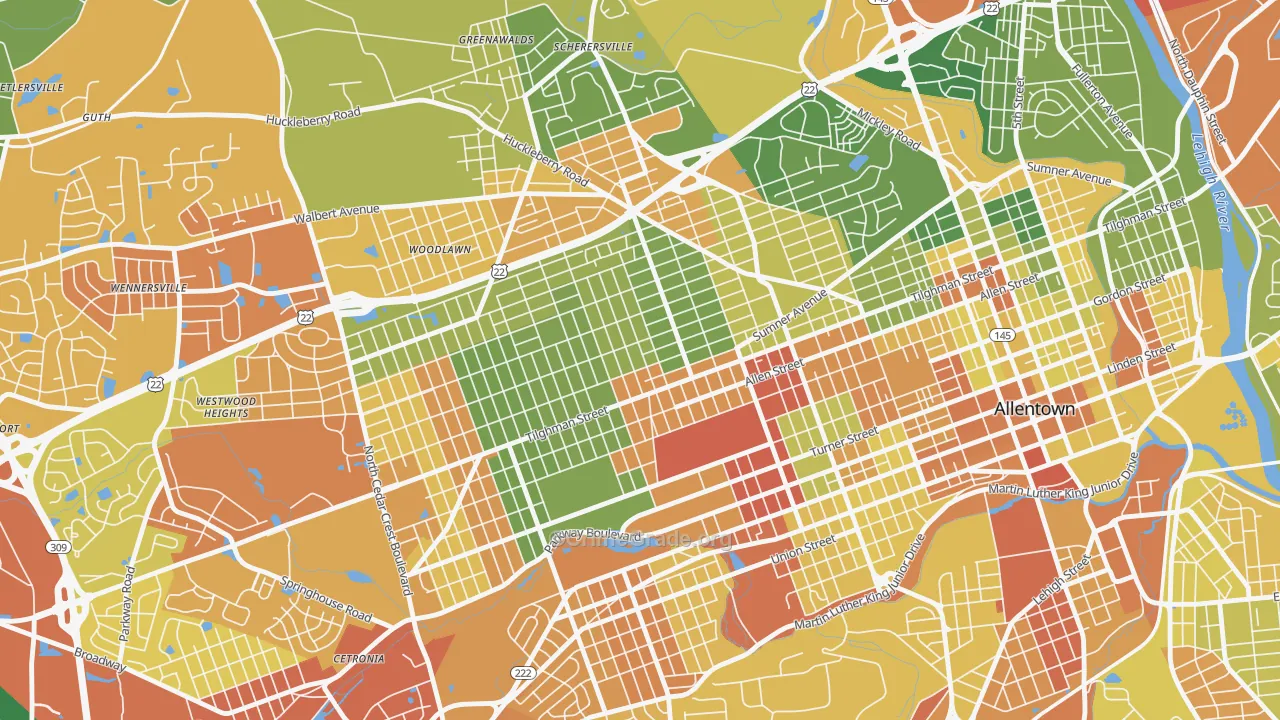 West End Theatre District, Allentown, PA Map of Drug-Related Crime Rates
