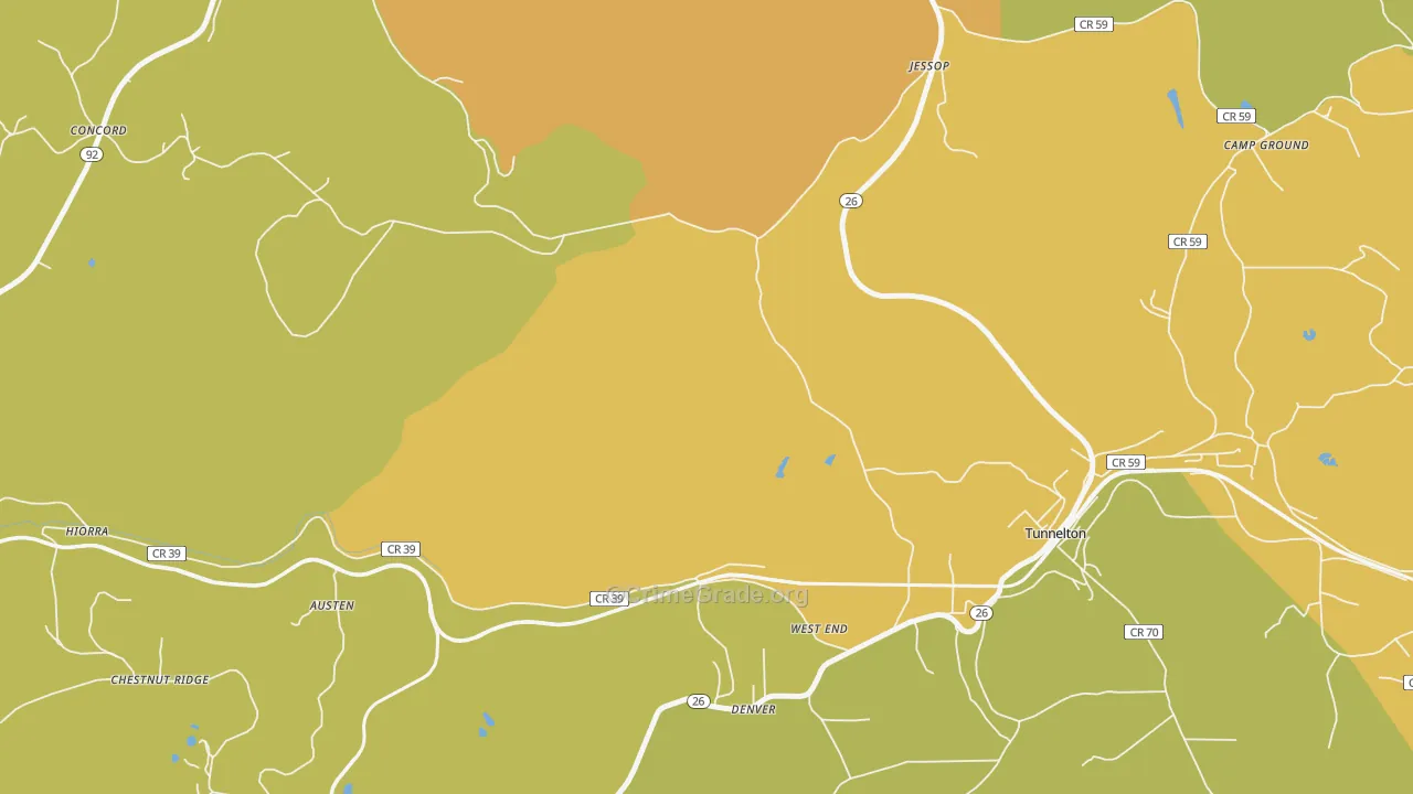 West End, WV Map of Drug-Related Crime Rates
