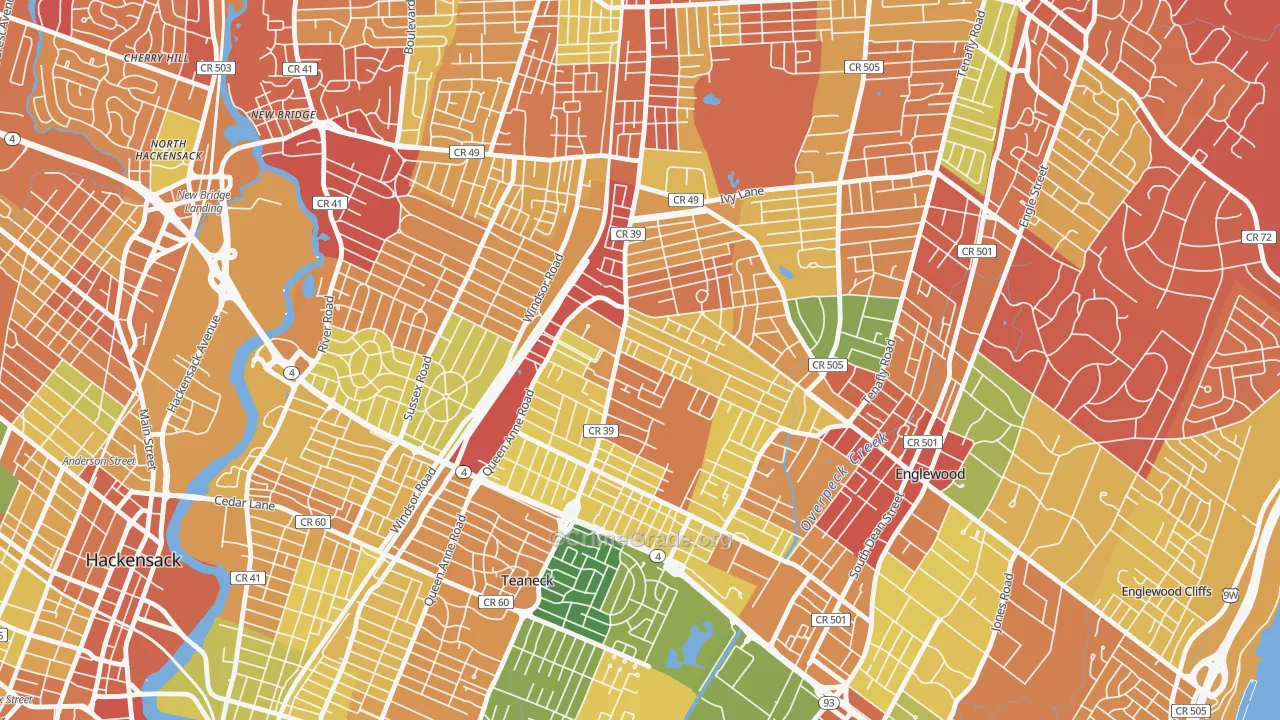 West Englewood, Teaneck, NJ Map of Drug-Related Crime Rates