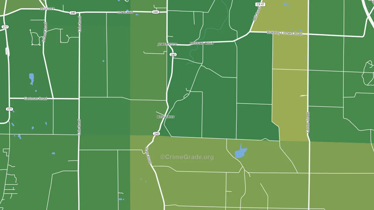West Falls, NY Map of Drug-Related Crime Rates