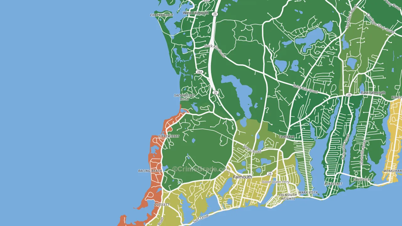 West Falmouth, MA Map of Drug-Related Crime Rates