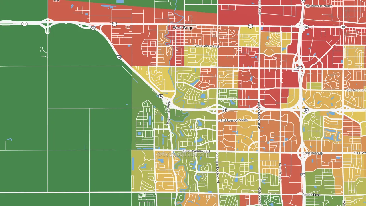 West Fargo, ND Map of Drug-Related Crime Rates