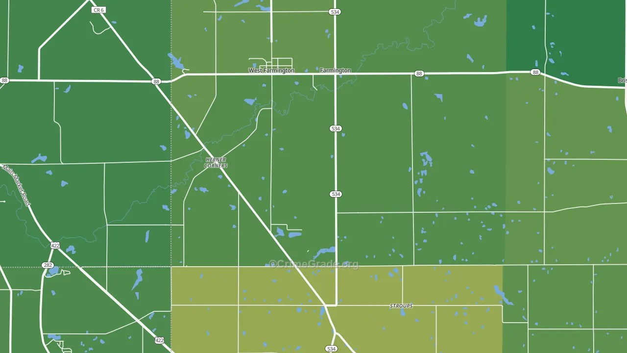 West Farmington, OH Map of Drug-Related Crime Rates