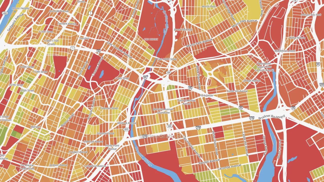West Farms, Bronx, NY Map of Drug-Related Crime Rates