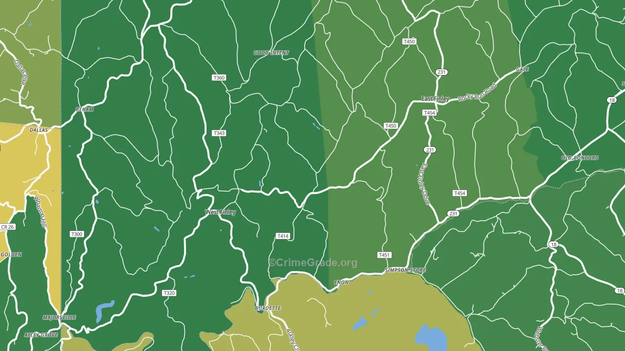 West Finley, PA Map of Drug-Related Crime Rates