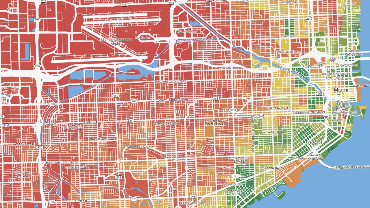 West Flagler, Miami, FL Map of Drug-Related Crime Rates