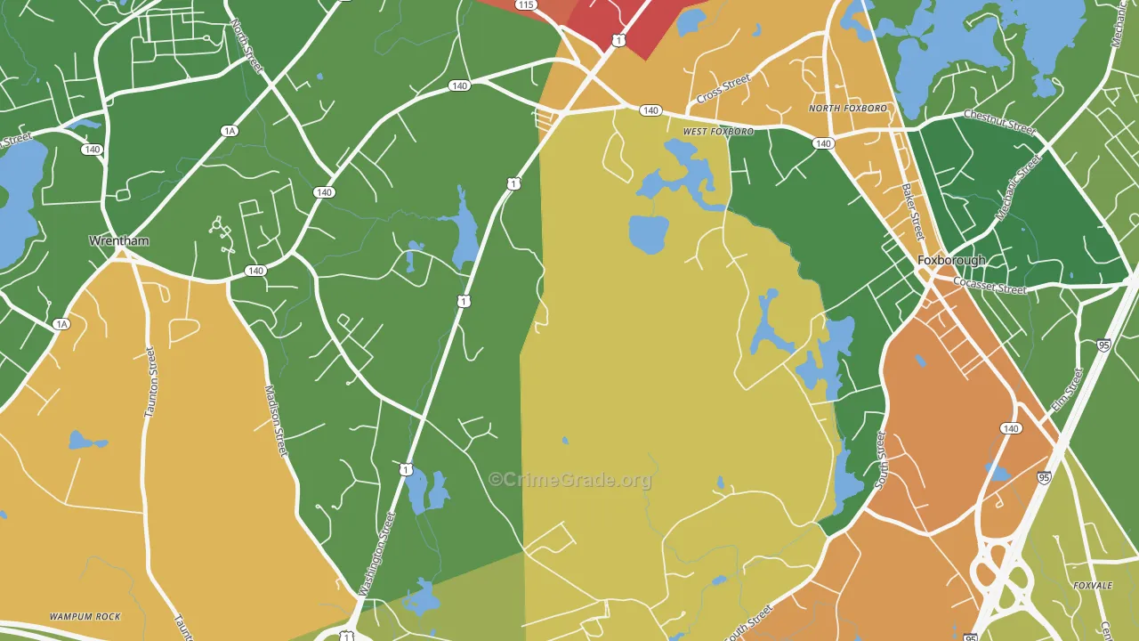 West Foxboro, MA Map of Drug-Related Crime Rates