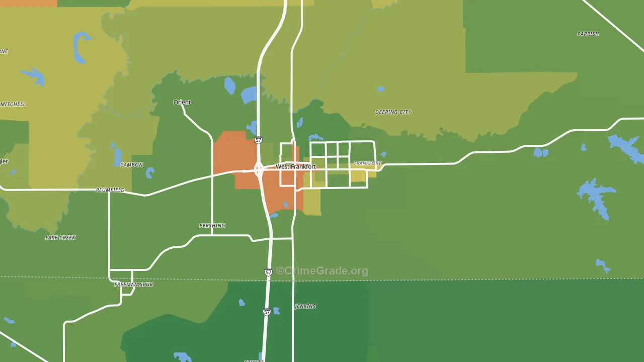West Frankfort, IL Map of Drug-Related Crime Rates