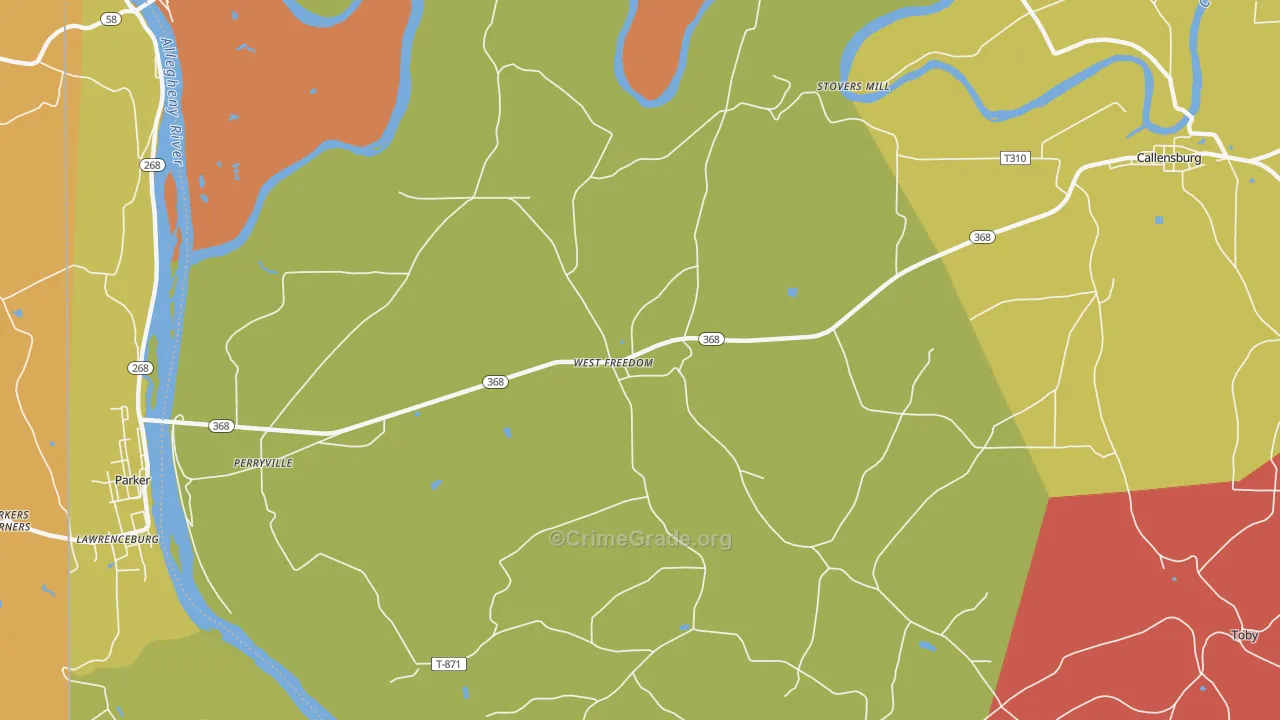 West Freedom, PA Map of Drug-Related Crime Rates